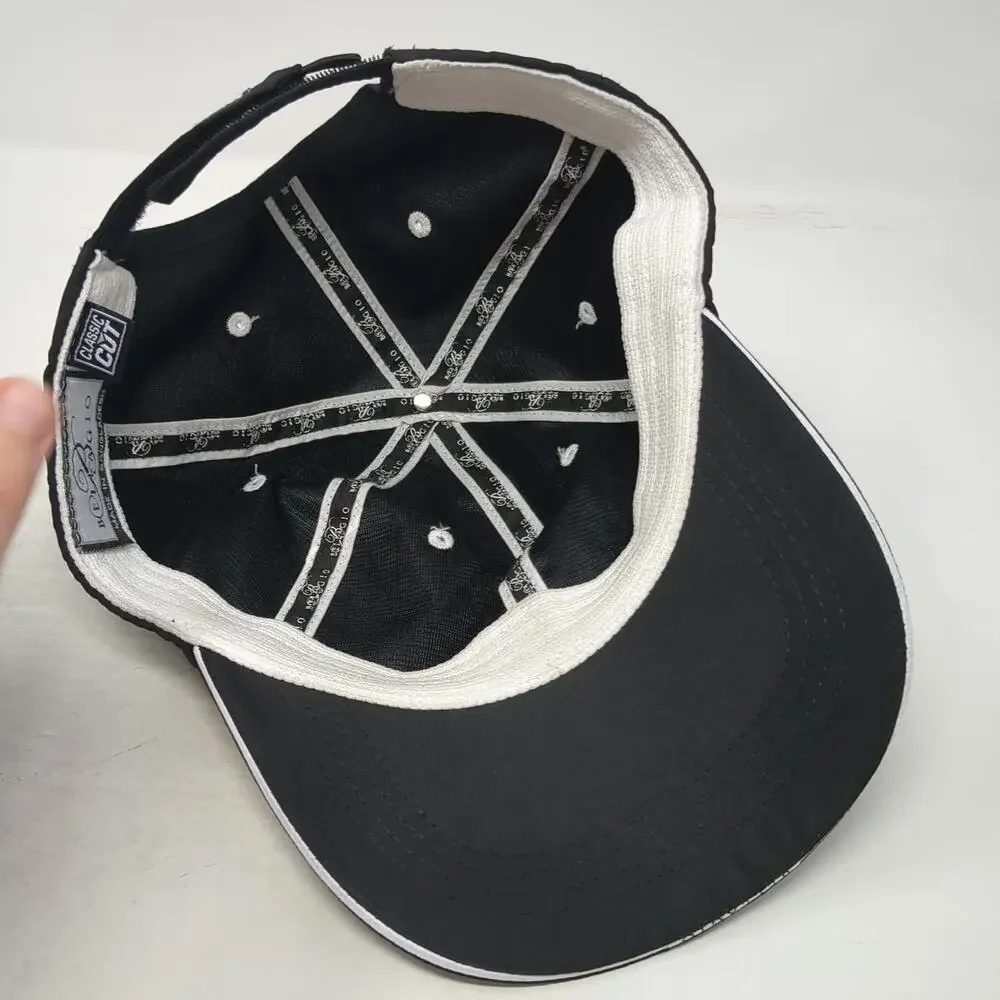 Bellagio Baseball Cap Black White One Size Script B Performance Strapback Hat